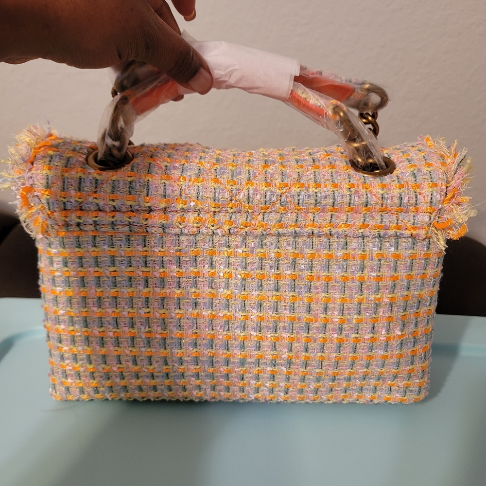 Kurt Gieger Chic Tweed Handbag - Orange and White - Picture 2 of 4
